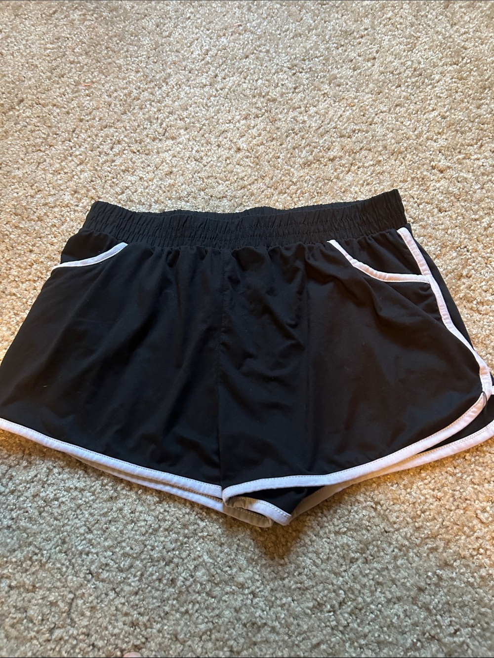 Women's Black Athletic Shorts with White Trim